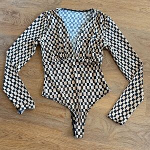 Checkered Long Sleeve Bodysuit